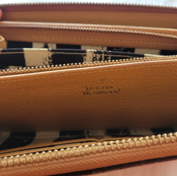 Vivienne Westwood Orb Brown Leather Zip-Around Long Wallet - Picture 11 of 17